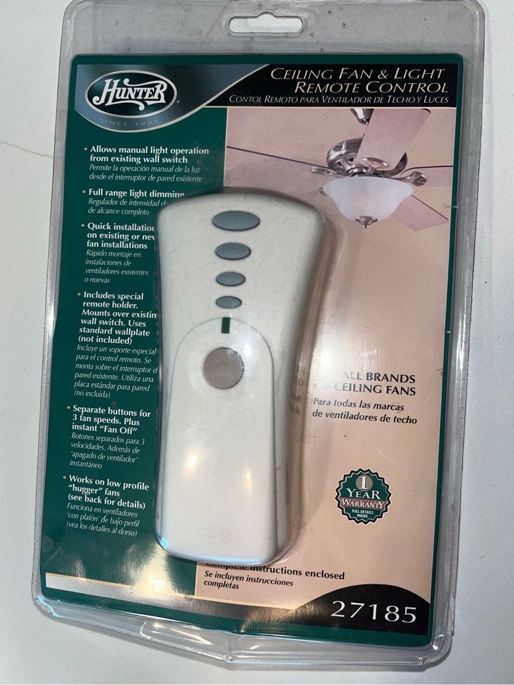 Hunter Ceiling Fan & Light Remote 27185 New Ornament Package